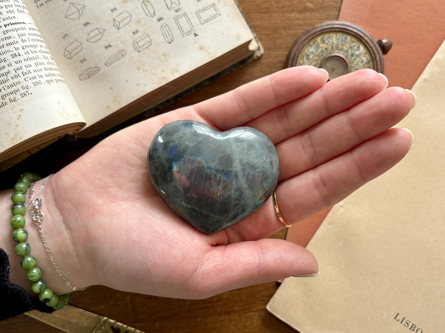Coeur en labradorite grise - Taille S